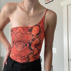 Princess Polly orange snakeskin bodysuit